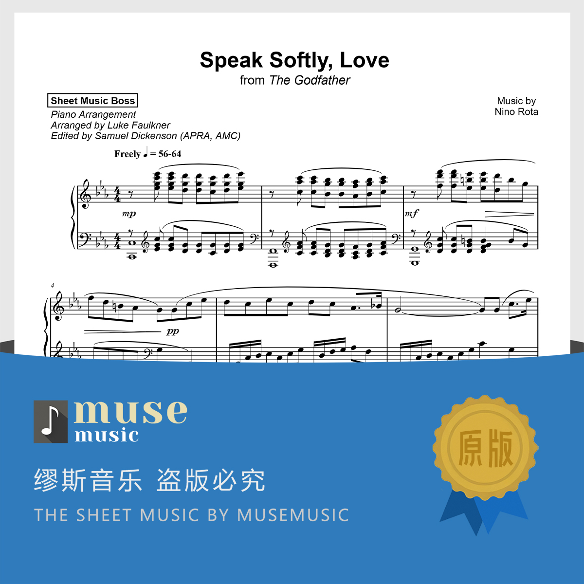 Speak Softly, Love 柔声倾诉 钢琴谱 钢琴官方正谱 教父主题曲 Sheet Music Boss